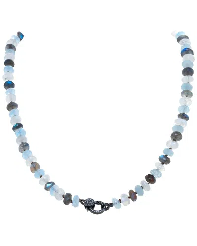 Margo Morrison 0.57 Ct. Tw. Diamond & Faceted Labradorite, Moonstone, Aquamarine Necklace