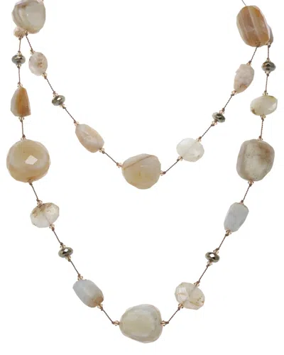 MARGO MORRISON MARGO MORRISON 14K FILLED RUTILATED QUARTZ, AGATE, PYRITE, CHALCEDONY NECKLACE