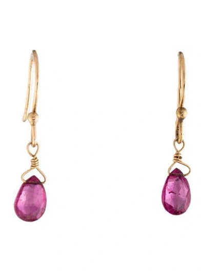 Pre-owned Margo Morrison 14k Tourmaline Drop Earrings In Multi