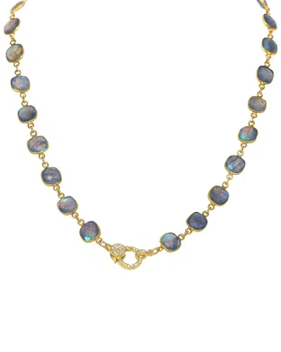MARGO MORRISON MARGO MORRISON 18K SILVER 0.57 CT. TW. DIAMOND & FACETED LABRADORITE NECKLACE