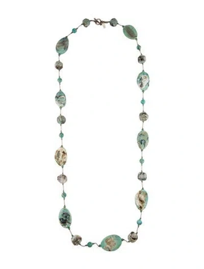 Pre-owned Margo Morrison Crystal & Multi-stone Long Necklace, 36" In Green