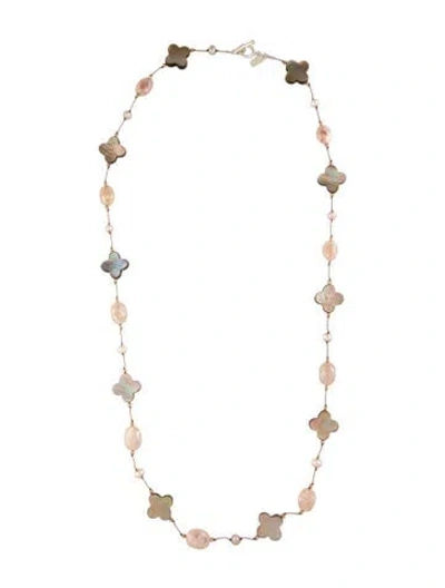 Pre-owned Margo Morrison Dyed Cultured Pearl & Multistone Long Necklace, 30" In Brown