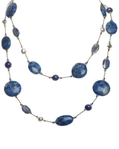 Margo Morrison New York Silver Gemstone Initial Toggle Necklace In Blue