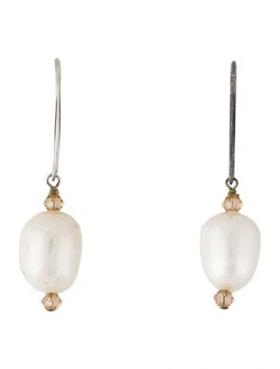 Pre-owned Margo Morrison Pearl & Crystal Drop Earrings In Multi