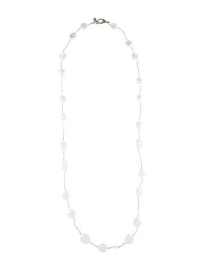 Pre-owned Margo Morrison Pearl & Crystal Long Station Necklace, 34" In Multi