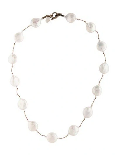 Pre-owned Margo Morrison Pearl & Crystal Station Necklace, 16.5" In Multicolor