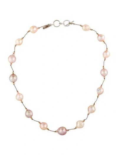 Pre-owned Margo Morrison Pearl & Crystal Station Necklace, 18" In Multi