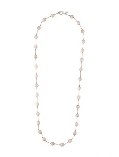Pre-owned Margo Morrison Pearl & Crystal Station Necklace, 36.5" In Brown