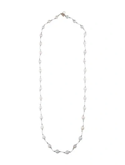 Pre-owned Margo Morrison Pearl & Glass Bead Station Necklace, 36" In Multi