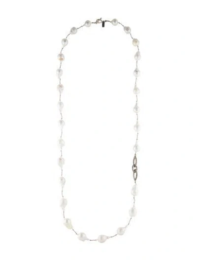 Pre-owned Margo Morrison Pearl, Diamond Cord & Crystal Bead Strand, 36.5" In Multicolor
