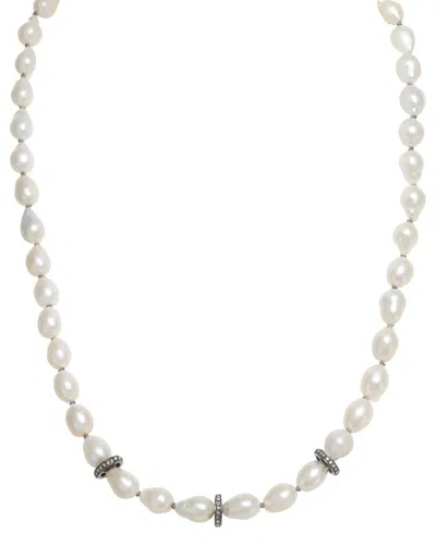 MARGO MORRISON MARGO MORRISON SILVER 0.57 CT. TW. DIAMOND & 7-8MM PEARL NECKLACE
