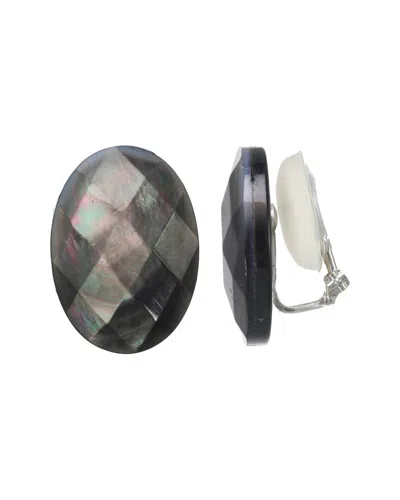 Margo Morrison Silver Abalone Clip-on Earrings In Black
