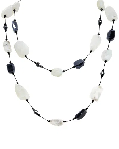 MARGO MORRISON MARGO MORRISON SILVER COATED BLACK SPINEL, MOONSTONE, HEMATITE NECKLACE