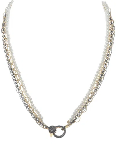 Margo Morrison Vermeil Diamond & Pearl Necklace In Gold