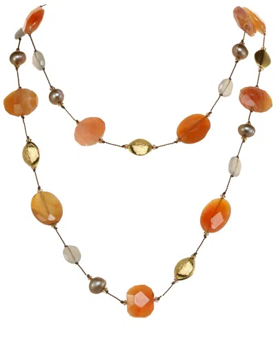 Margo Morrison Vermeil Gemstone & Pearl Necklace In Multi