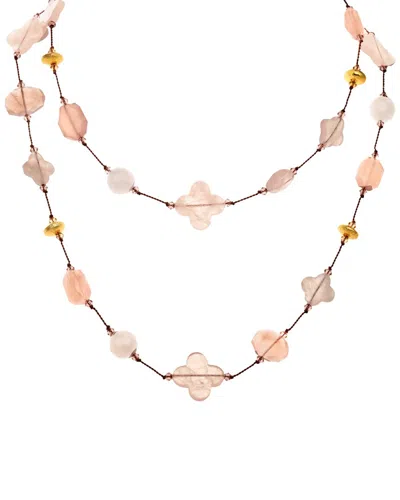 MARGO MORRISON MARGO MORRISON VERMEIL ROSE QUARTZ, PINK CHALCEDONY TOGGLE NECKLACE