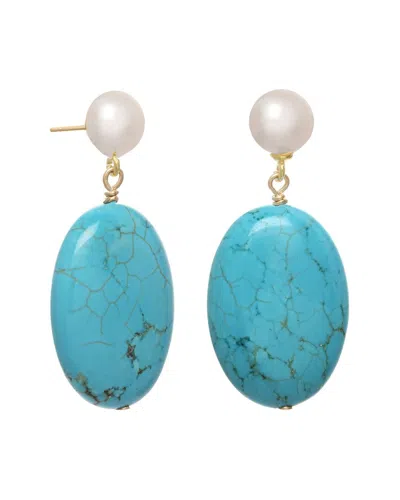 Margo Morrison Vermeil Turquoise & Pearl Drop Earrings In Gold