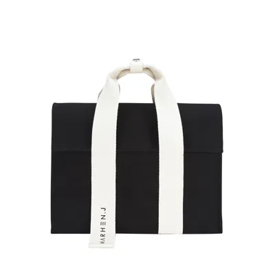 Marhen.j Women's Black / White Canvas Tote Bag - Roy - Black In Black/white