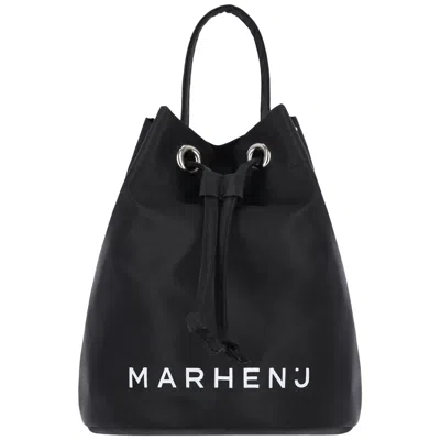 Marhen.j Women's Black / White Recycled Nylon Bucket Bag - Lexy V-two - All Black In Multi