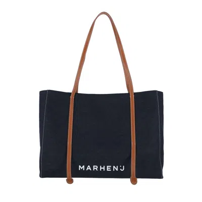 Marhen.j Women's Blue Dahlia - Canvas & Leather - Denim