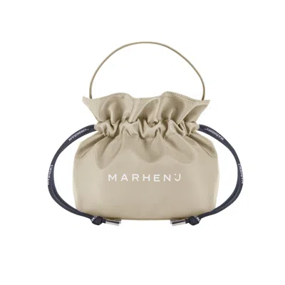Marhen.j Women's White Recycled Nylon Bucket Bag - Charron - Beige