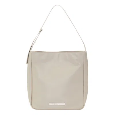 Marhen.j Women's White Roxy Vegan Leather Square Shoulder Bag - Light Taupe
