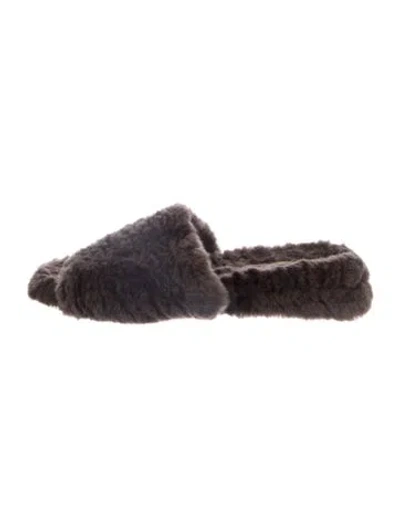 Pre-owned Mari Giudicelli Faux Fur Slippers In Brown