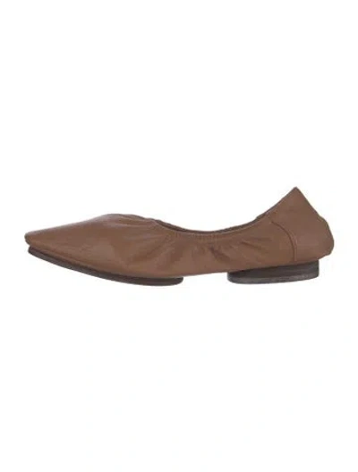 Pre-owned Mari Giudicelli Leather Ballet Flats In Brown