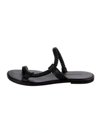 Pre-owned Mari Giudicelli Leather Braided Accents Slingback Sandals In Black