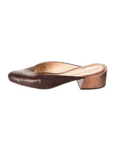 Pre-owned Mari Giudicelli Leather Colorblock Pattern Mules In Black