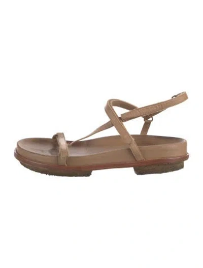 Pre-owned Mari Giudicelli Leather Slingback Sandals In Neutral