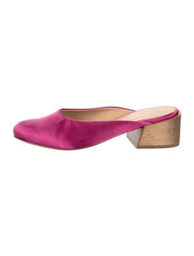 Pre-owned Mari Giudicelli Satin Mules In Pink