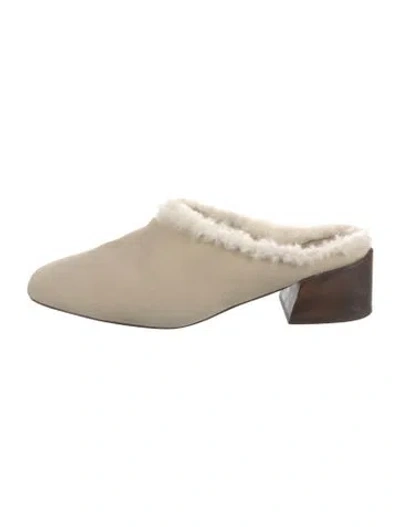 Pre-owned Mari Giudicelli Suede Mules In Neutrals