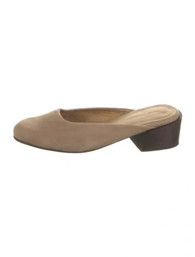 Pre-owned Mari Giudicelli Suede Mules In Neutrals
