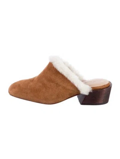 Pre-owned Mari Giudicelli Suede Slides In Brown