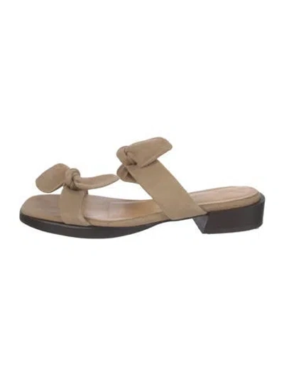 Pre-owned Mari Giudicelli Suede Slides In Neutral