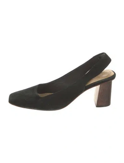 Pre-owned Mari Giudicelli Suede Slingback Pumps In Black