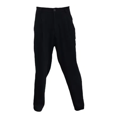 Maria Aristidou Men's Black Raven Engraving Straight-leg Pleated Trousers