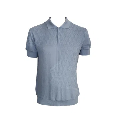 Maria Aristidou Men's Blue Jasper Engraving Polo Shirt