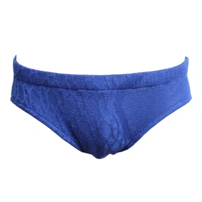 Maria Aristidou Men's Oceanus Engraving Swim Brief - Blue