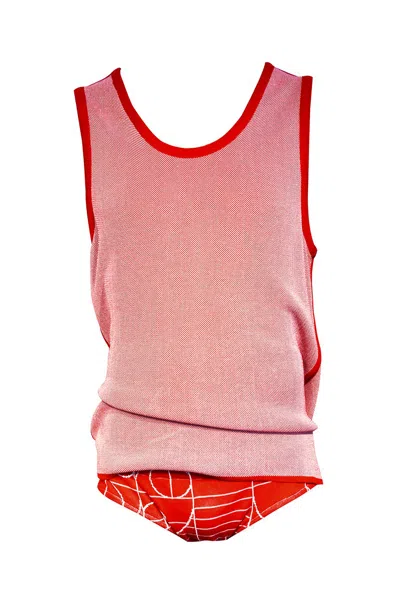 Maria Aristidou Men's Play Sleeveless Red Top