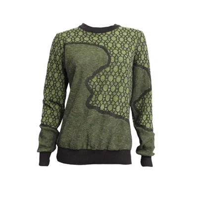 Maria Aristidou Women's Brown / Green Ravine Round Neckline Sweater- Green, Brown In Brown/green