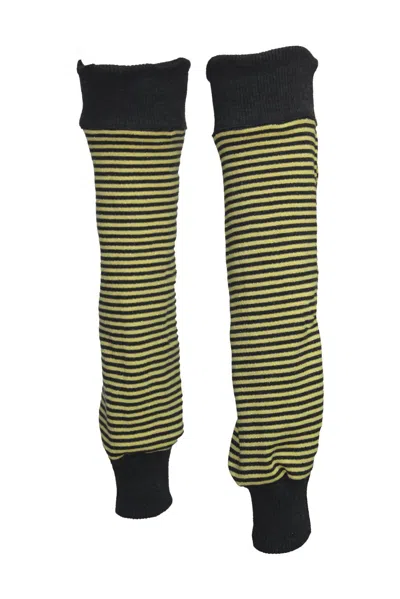 Maria Aristidou Women's Deux Côtés Striped Leg Warmers In Black/yellow