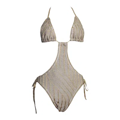 Maria Aristidou Women's Gold / Neutrals Bold One Piece Bodysuit & Swimsuit In Gray