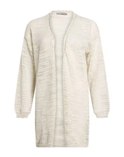 Maria Bellentani Woman Cardigan Off White Size 8 Linen, Polyester, Metal, Nylon