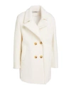 Maria Bellentani Woman Coat White Size 8 Wool, Polyamide In White
