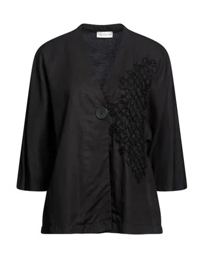 Maria Bellentani Woman Jacket Black Size 4 Viscose, Linen