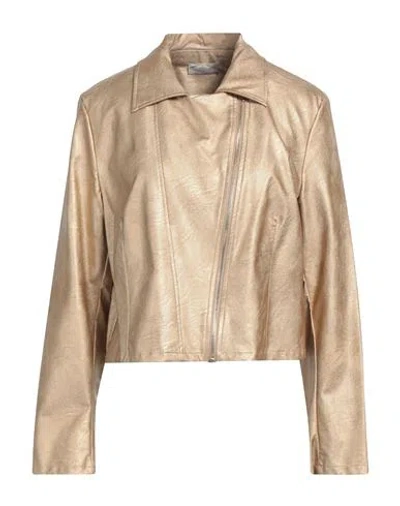 Maria Bellentani Woman Jacket Gold Size 12 Viscose, Polyurethane