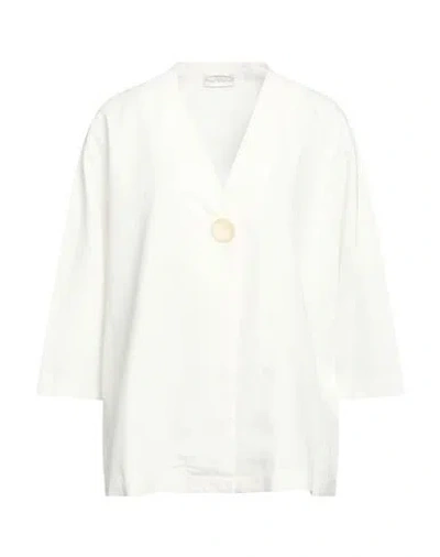 Maria Bellentani Woman Jacket Off White Size 12 Viscose, Linen