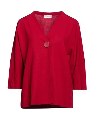 Maria Bellentani Woman Jacket Red Size 8 Viscose, Linen